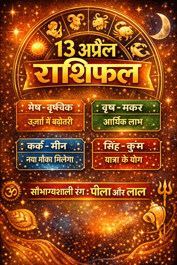 13 अप्रैल 2026 राशिफल सभी राशियों का भविष्यफल