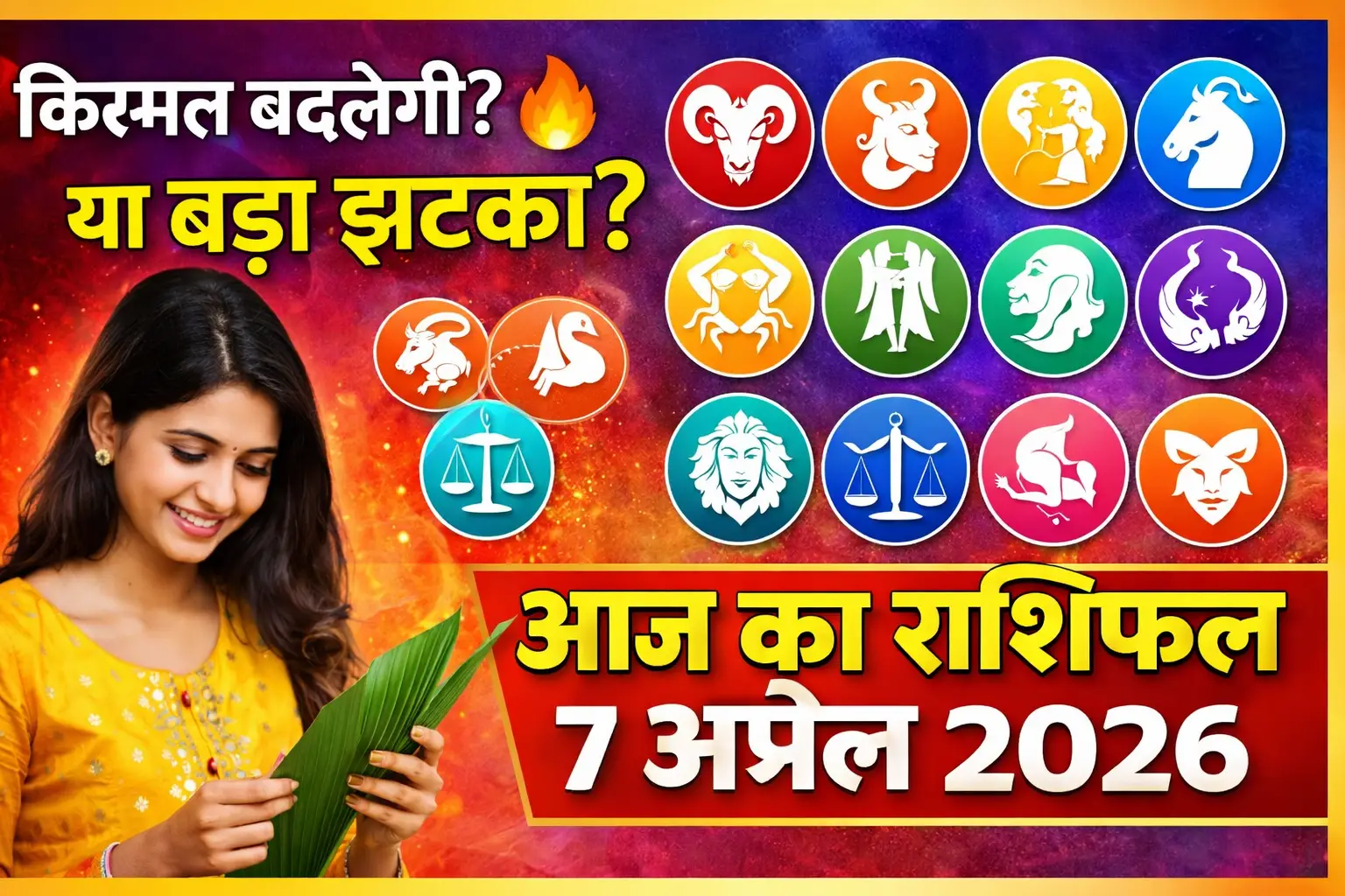 आज का राशिफल 7 अप्रैल 2026 सभी 12 राशियों का भविष्य, प्रेम, करियर और स्वास्थ्य