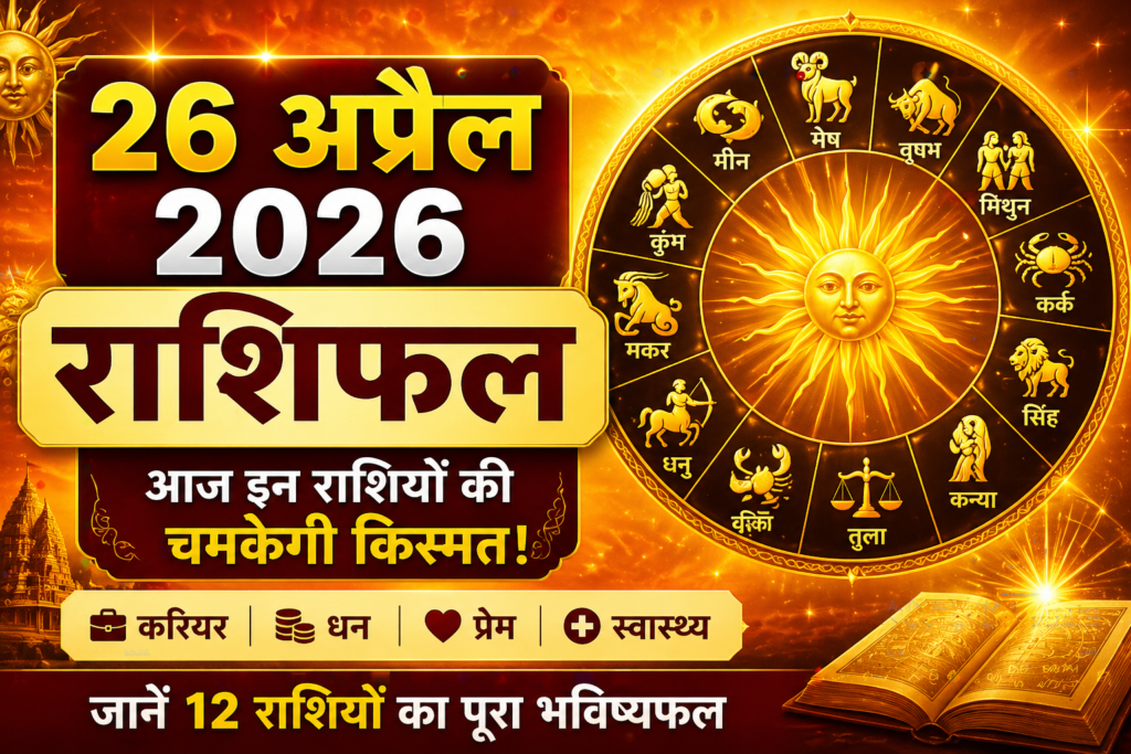 26 अप्रैल 2026 राशिफल सभी 12 राशियों का दैनिक भविष्यफल