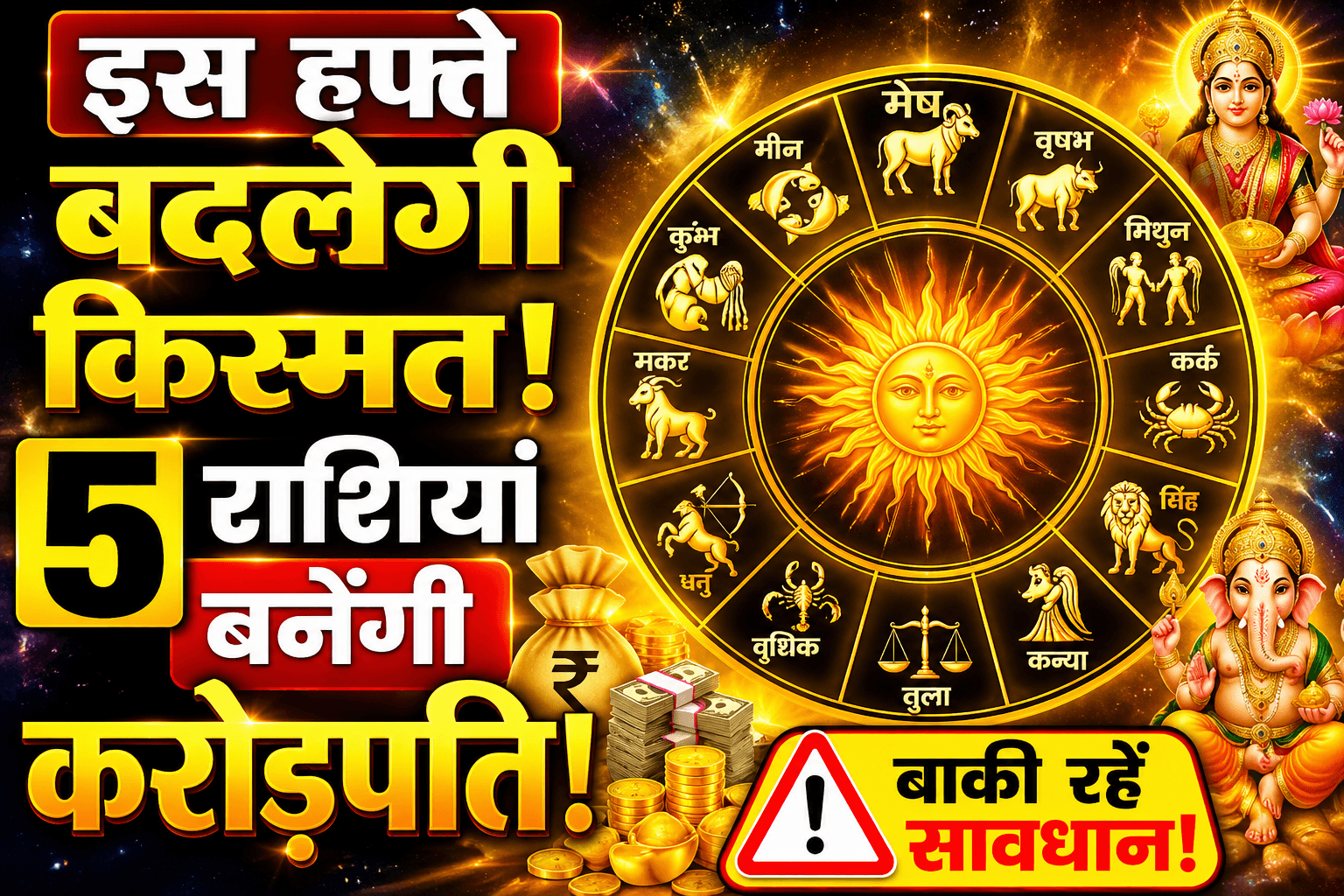 साप्ताहिक राशिफल 2026: चौंकाने वाला सप्ताह! इन 5 राशियों की किस्मत चमकेगी, बाकी रहें बेहद सावधान