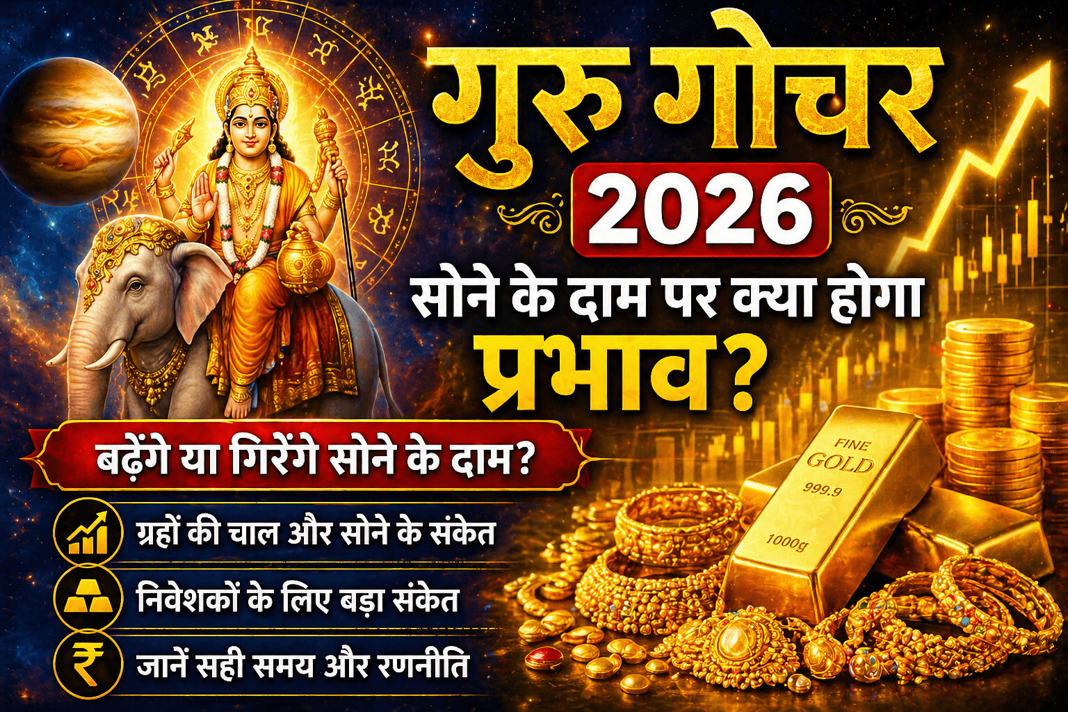 गुरु गोचर 2026: सोने के दाम बढ़ेंगे या गिरेंगे? जानें बड़ा असर