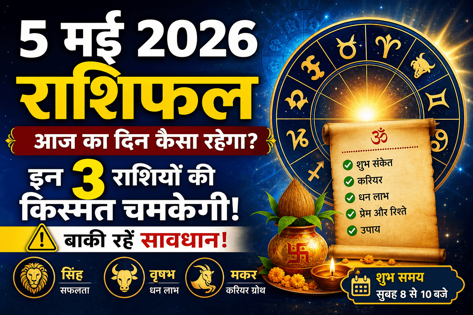 5 मई 2026 राशिफल 🚨 इन 3 राशियों का दिन शानदार!