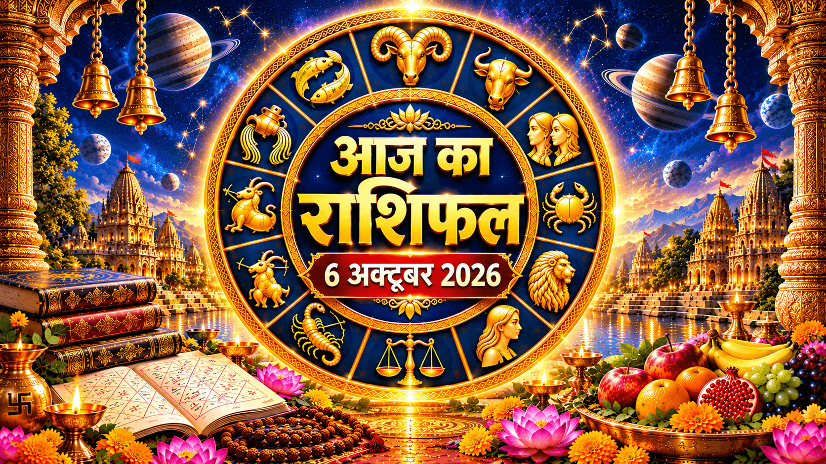 आज का राशिफल 6 अक्टूबर 2026: मेष से मीन तक जानें प्रेम, करियर, धन और स्वास्थ्य का हाल