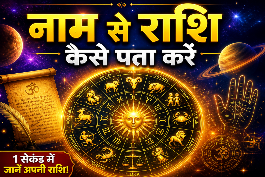 नाम से राशि कैसे पता करें ज्योतिष राशि चक्र गोल्डन व्हील इमेज