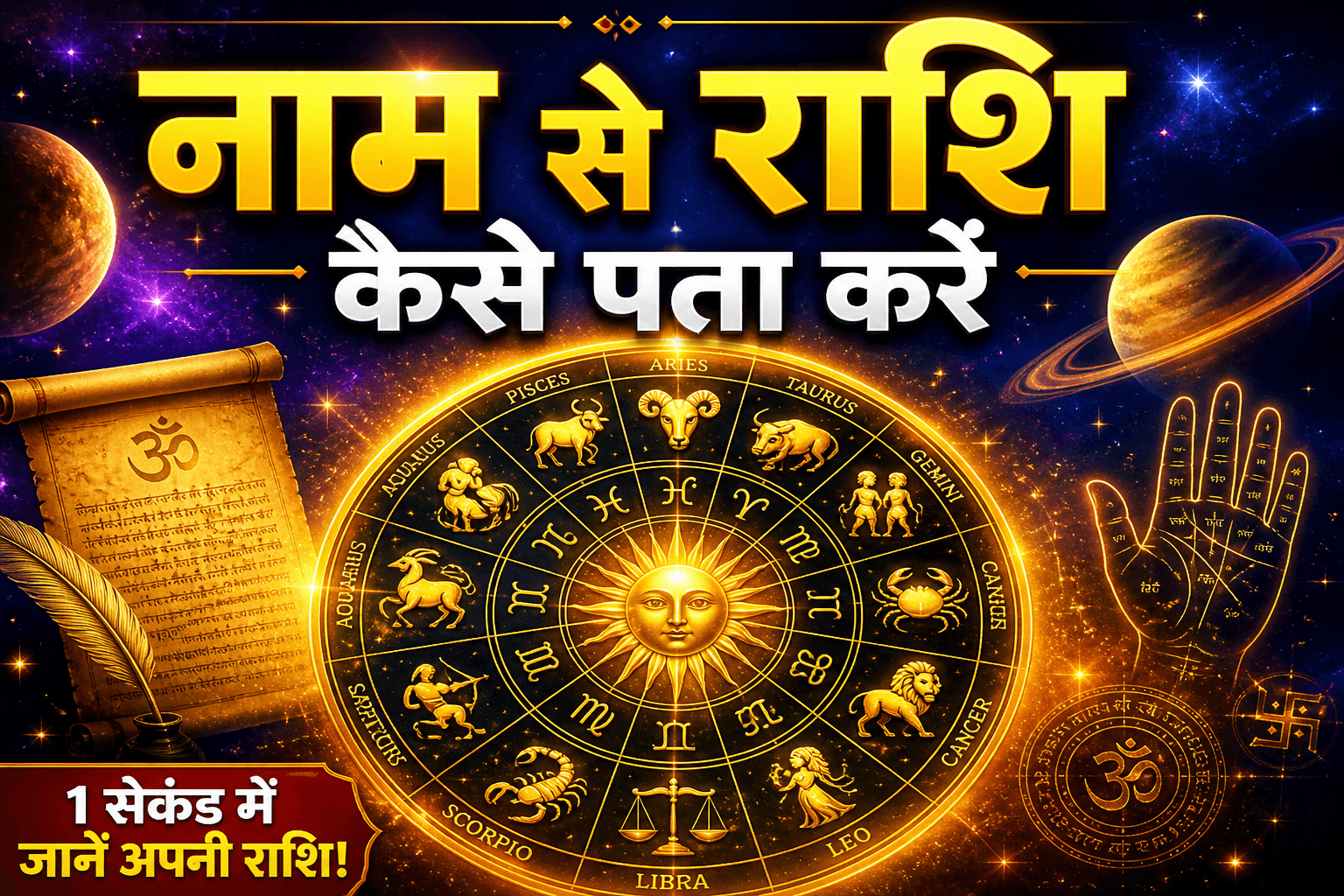 नाम से राशि कैसे पता करें 🔮 1 सेकंड में जानें!