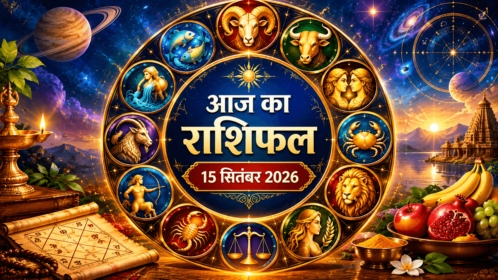 आज का राशिफल 15 सितंबर 2026: मेष से मीन तक जानें प्रेम, धन, करियर और भाग्य