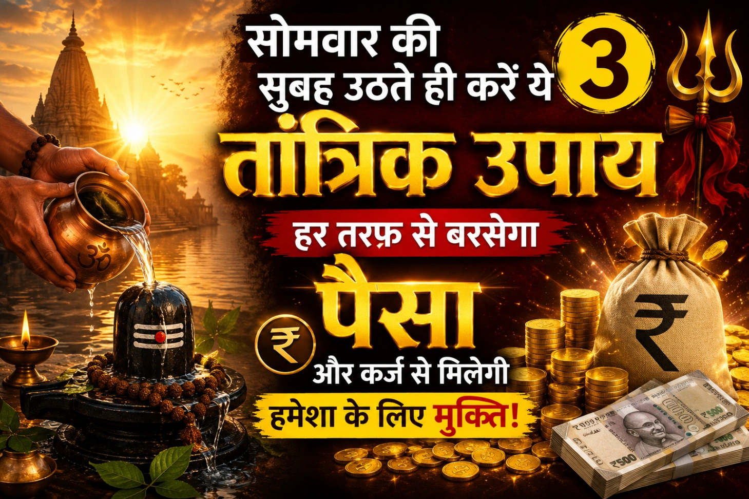 ​सोमवार की सुबह उठते ही करें ये 3 तांत्रिक उपाय, हर तरफ से बरसेगा पैसा और कर्ज से मिलेगी हमेशा के लिए मुक्ति! 💸🔱